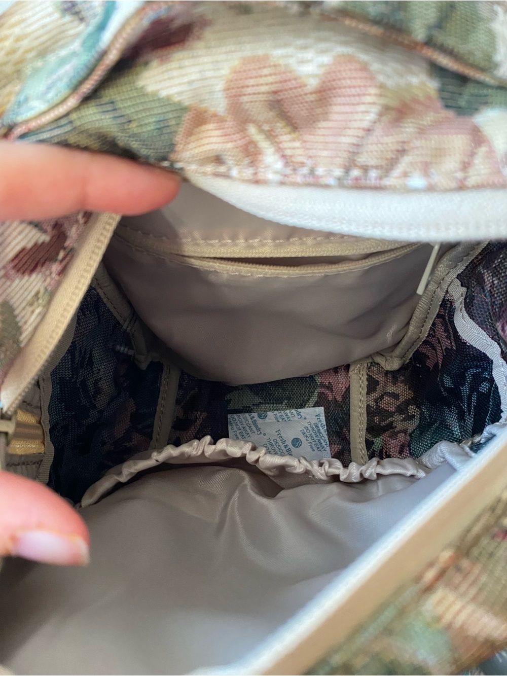 BEIS Floral Mini Backpack in Beige, Green & Pink - Picture 4 of 6
